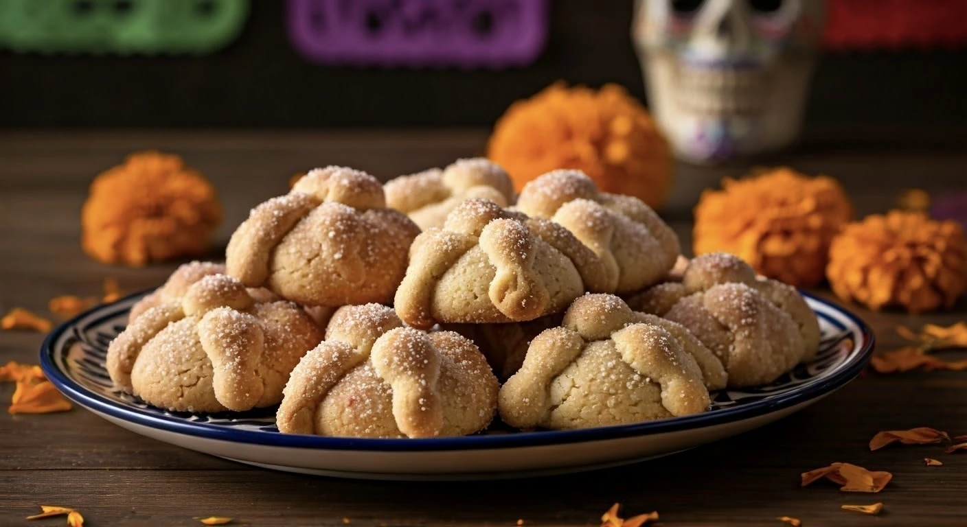 Day of the Dead pan de muerto cookies decorated for the holiday