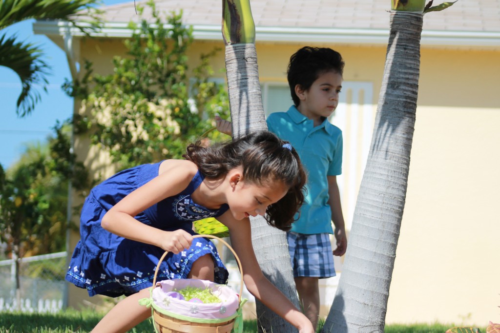 picking eggs for Easter