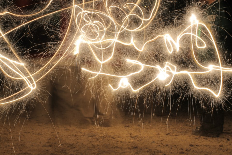 Children burning "estrellitas" at the Quema del Diablo. Photo by Pedro Pepió. All Rights Reserved.