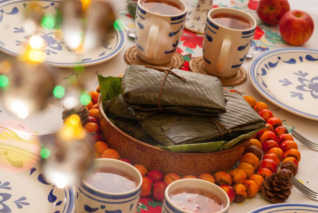 Guatemalan Christmas dinner with tamales