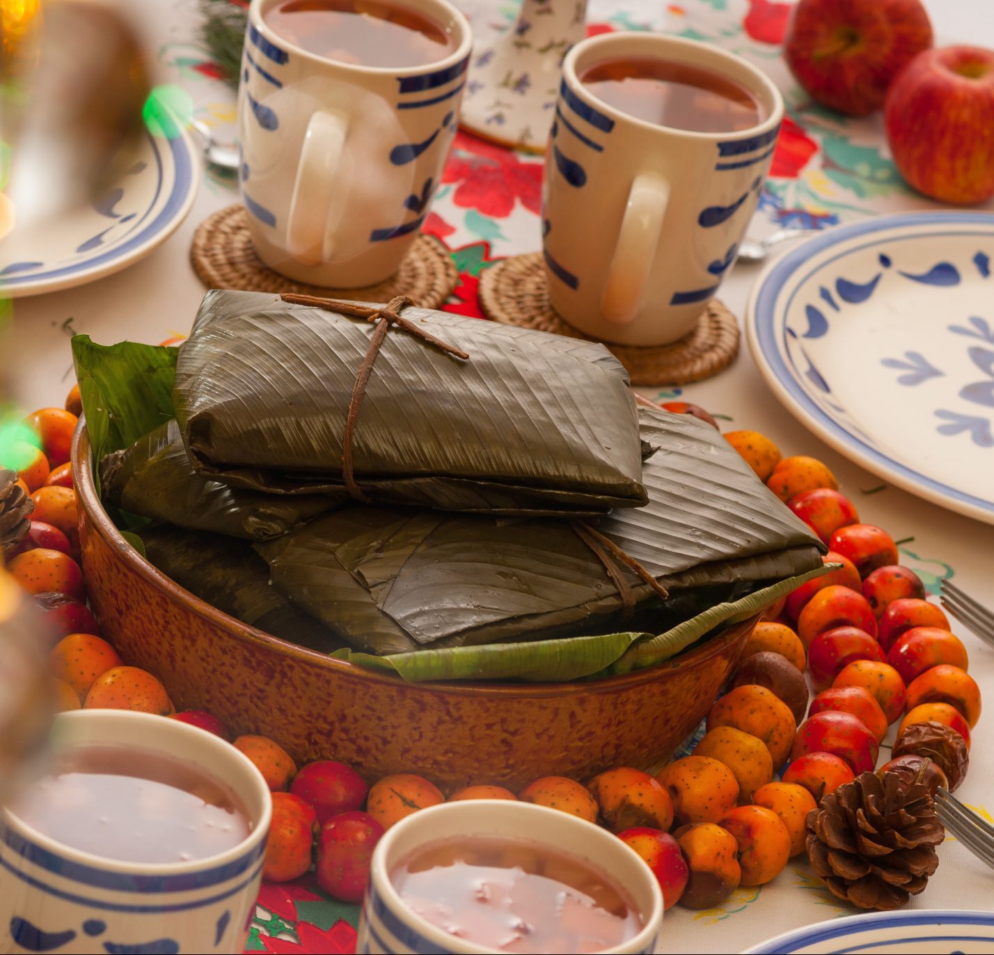 Guatemalan Christmas dinner with tamales