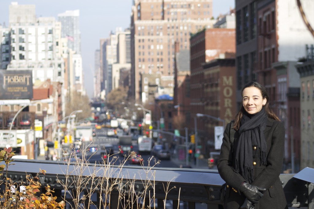 View of Manhattan in winter from Highline park New York City