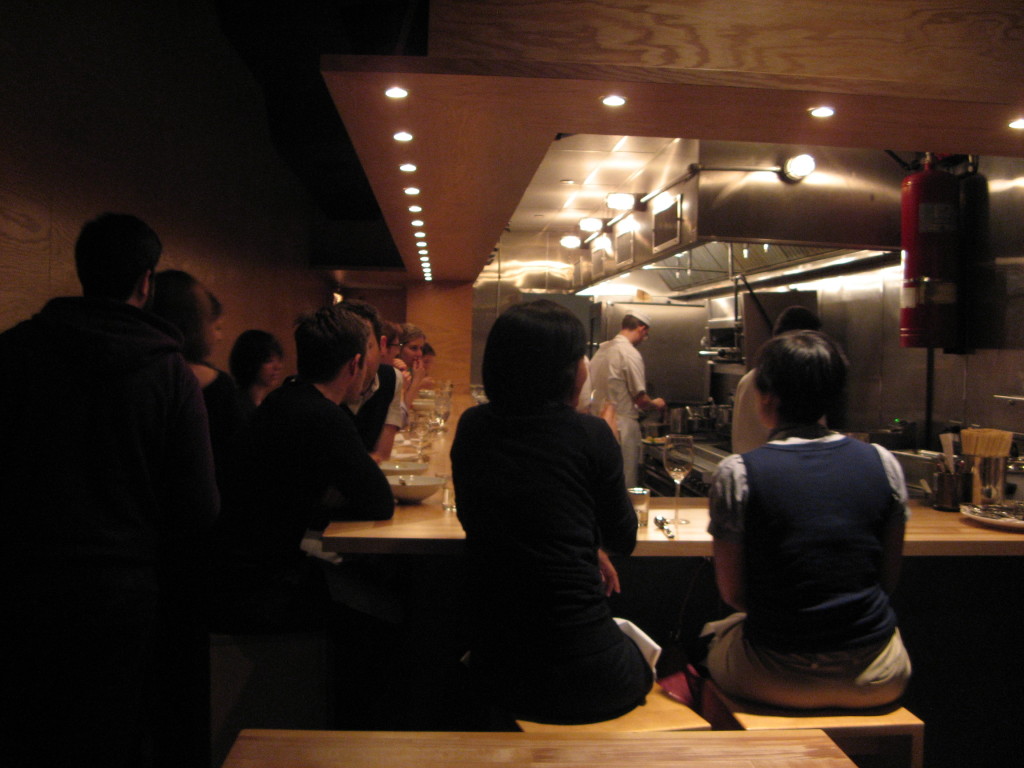 inside of Momofuku Ko interior dor dinner