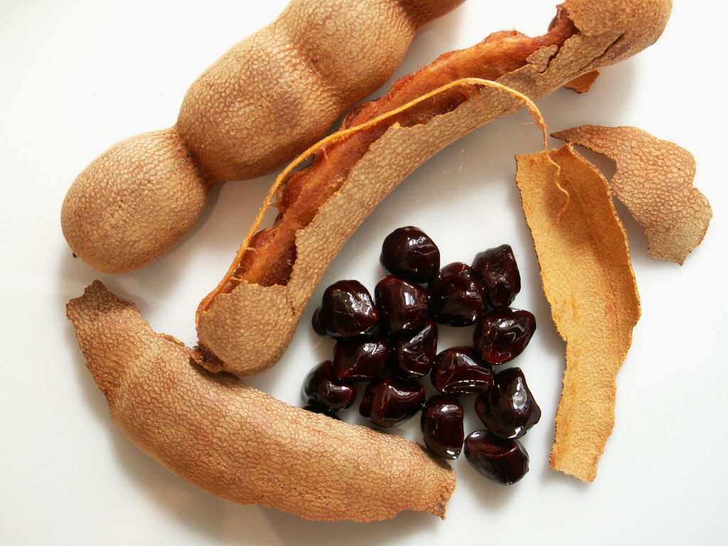 Tamarind fruit and seeds