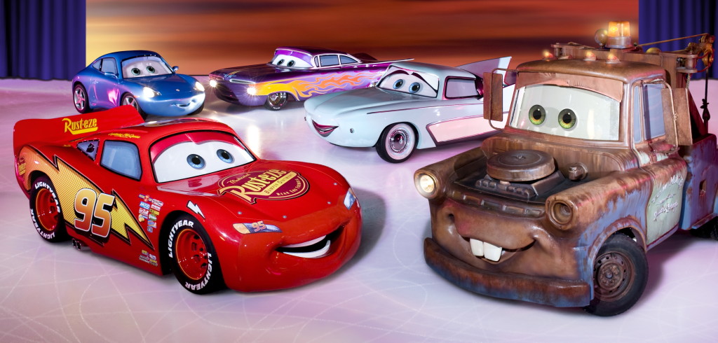 Lightning McQueen and friends. Disney on Ice Worlds of Fantasy show. Image: Feld Entertainment.