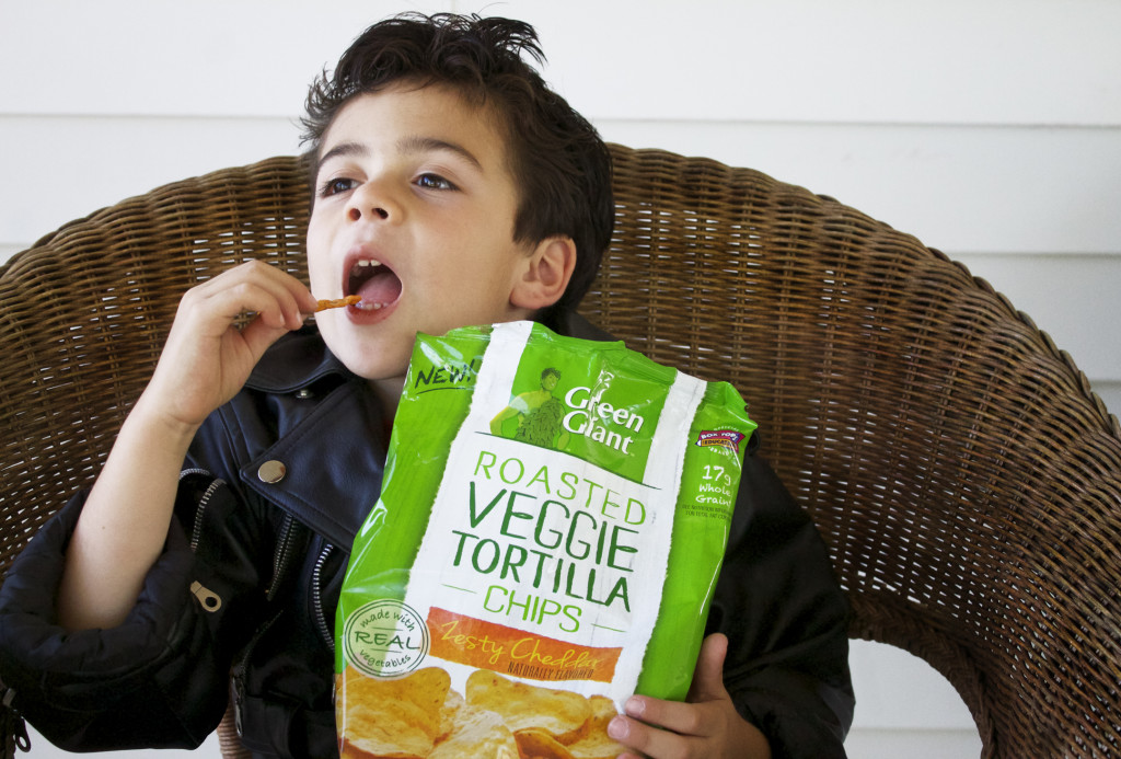 He loved the Green Giant Roasted Veggie Tortilla Chips - Zesty Cheddar!