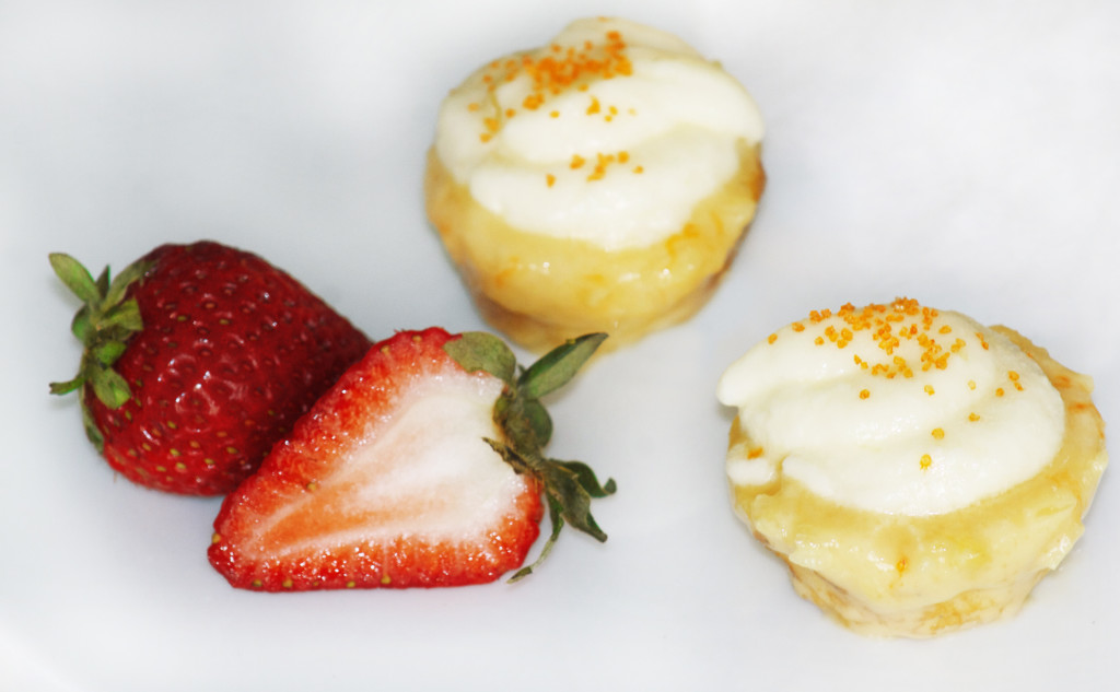 Mango Pineapple Ice Cream Cupcakes made with Chunks O' Fruti. These where delicious but melt fast but that will be no problem because they will fly once you get them out of the freezer. 