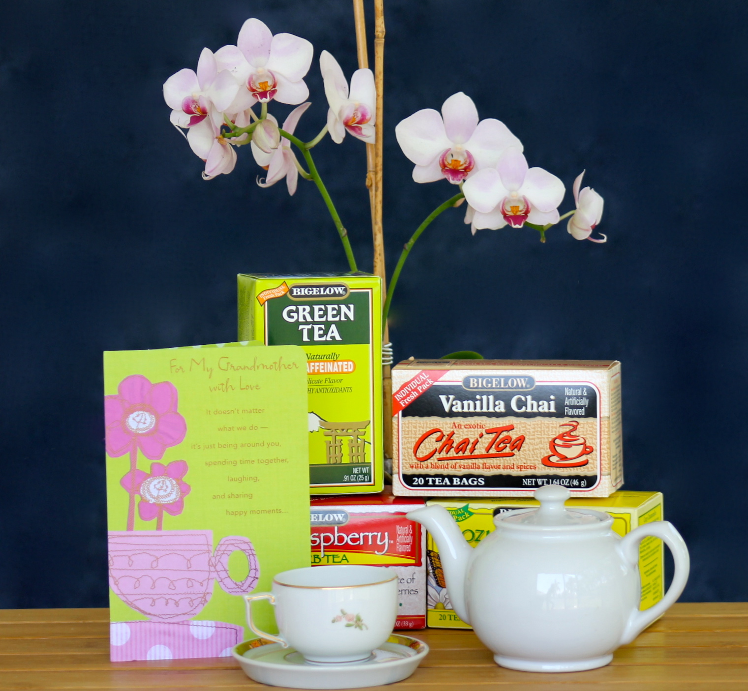 Tea and flowers for Grandma.