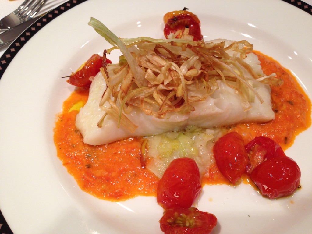 fish with tomato sauce and leeks