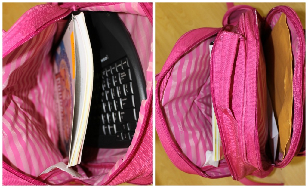 inside of stuck on you pink backpack