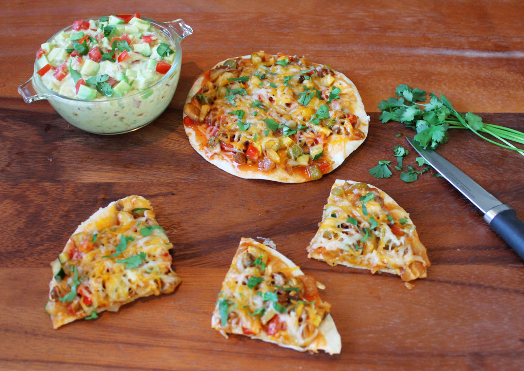 Vegetable Quesadillas and Creamy Avocado Salsa Dip