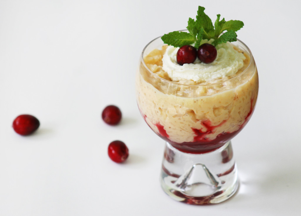 eggnog rice pudding arroz con leche cranberry