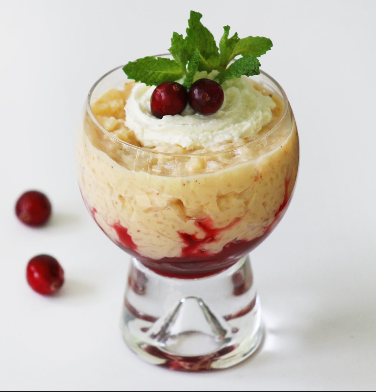 eggnog rice pudding arroz con leche cranberry