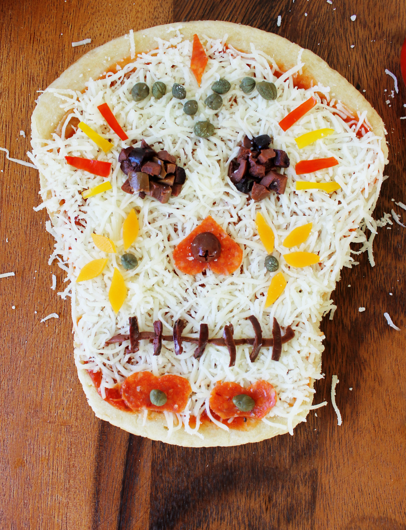 Dia de los Muertos skull pizza Day of the Dead