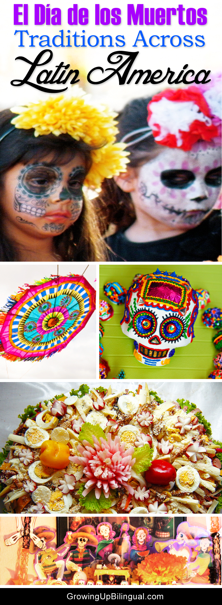 Dia de los Muertos traditions in Latin America collage