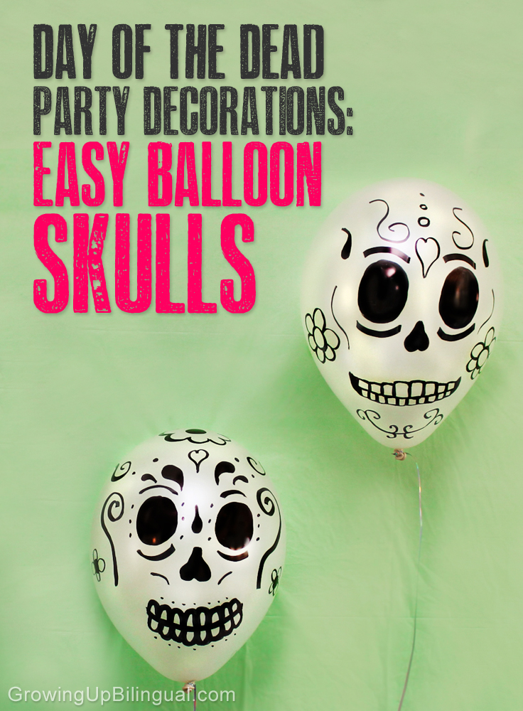 Dia de los muertos DIY party decorations easy skull balloons