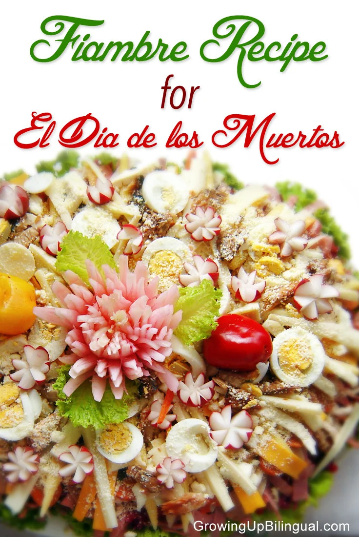 Guatemalan fiambre decorated with radish roses, cheese, and hard-boiled eggs