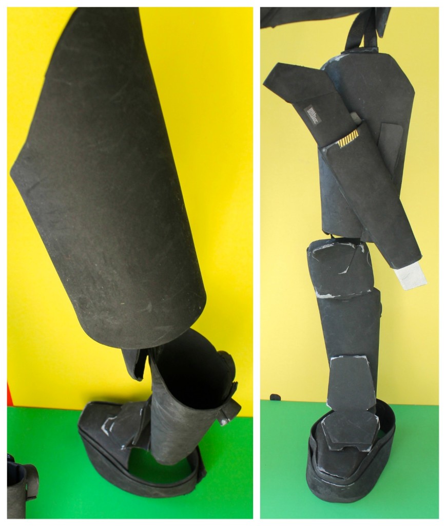 no sew DIY robot costume Japanese mech leg details