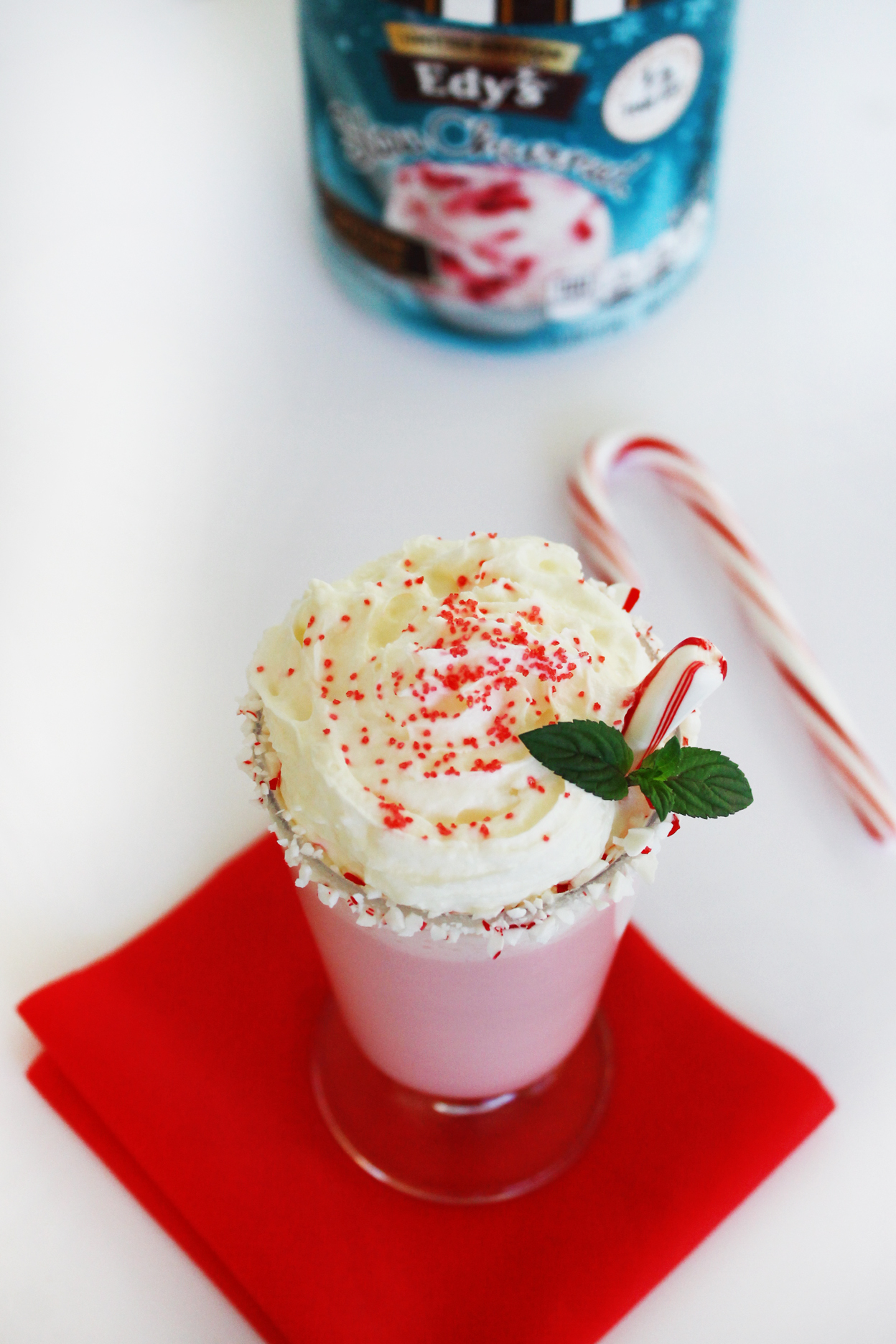 Peppermint milk shake holiday drink