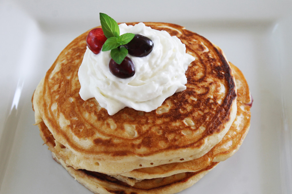 healthy eggnog cranberry pancakes