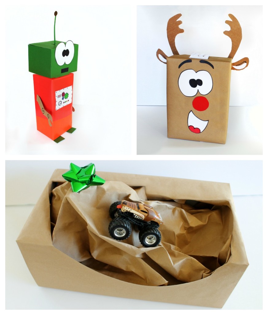 Monster truck gift wrapping idea 