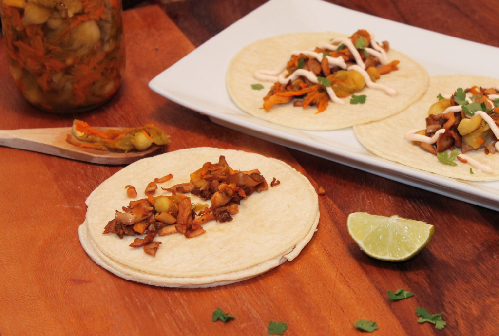 flor de calabazo mushroom vegetarian tacos