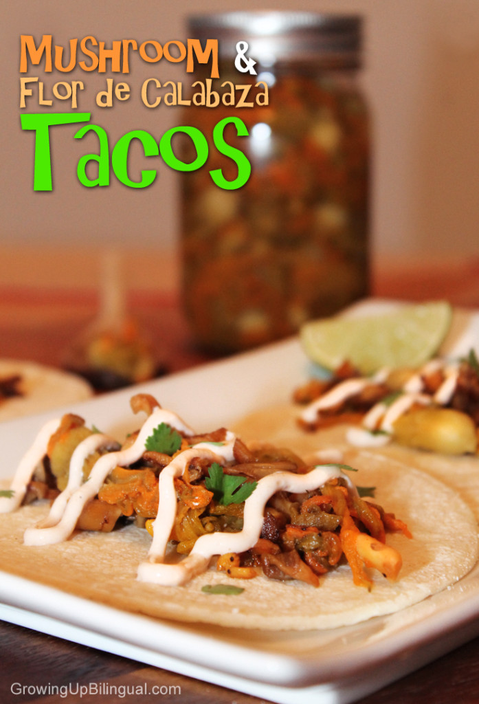 Mushroom And Flor De Calabaza Tacos With Chipotle Crema