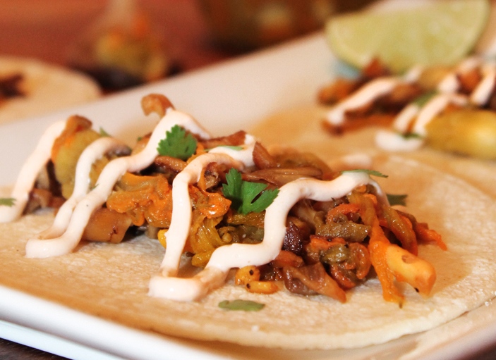 tacos flor de calabaza mushroom