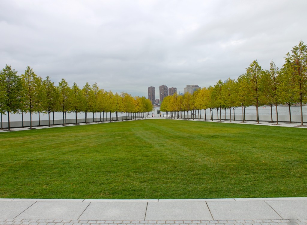 Four Freedoms Park view towards Roosevelt bust.