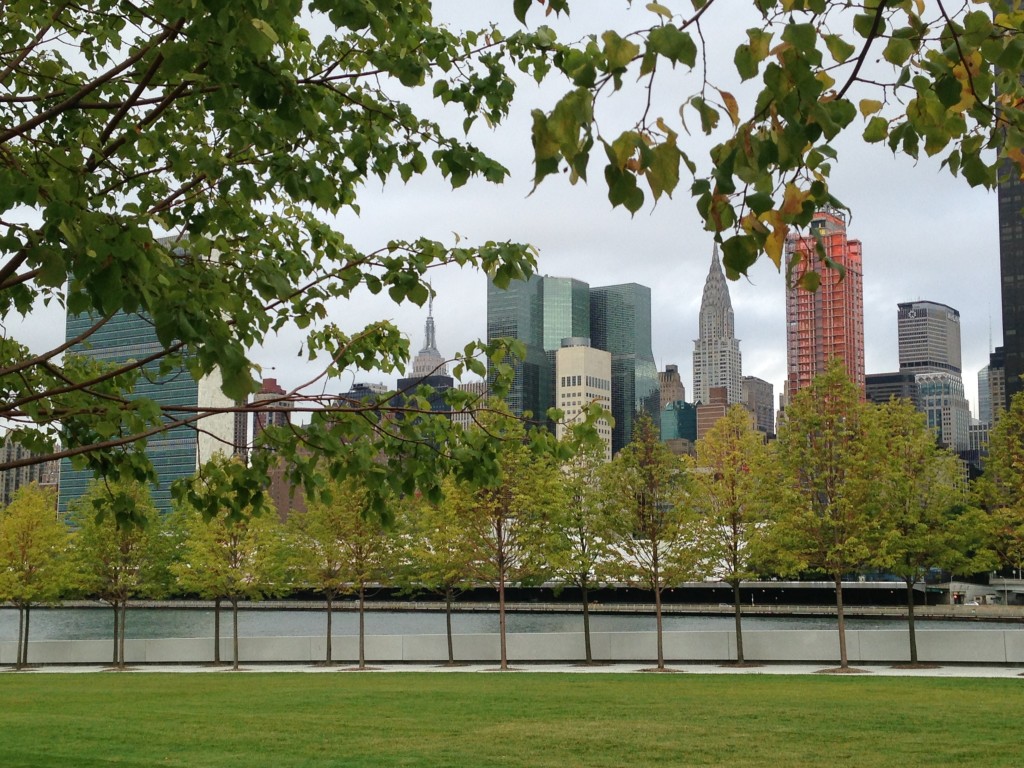 A view of the Manhattan skyline from Four Freedoms Park. 