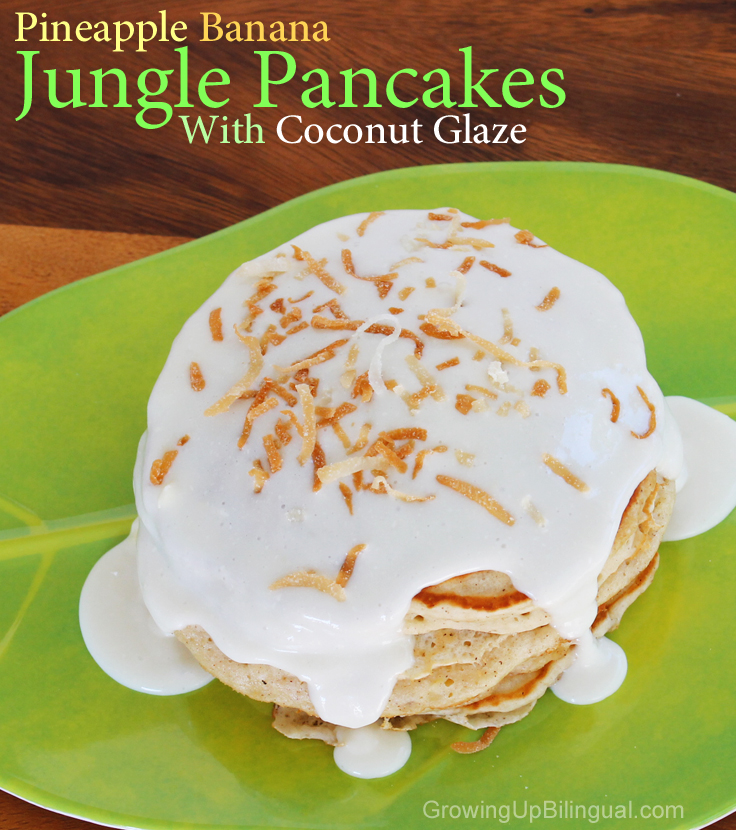 pineapple bananan jungle pancakes with coconut glaze recipe