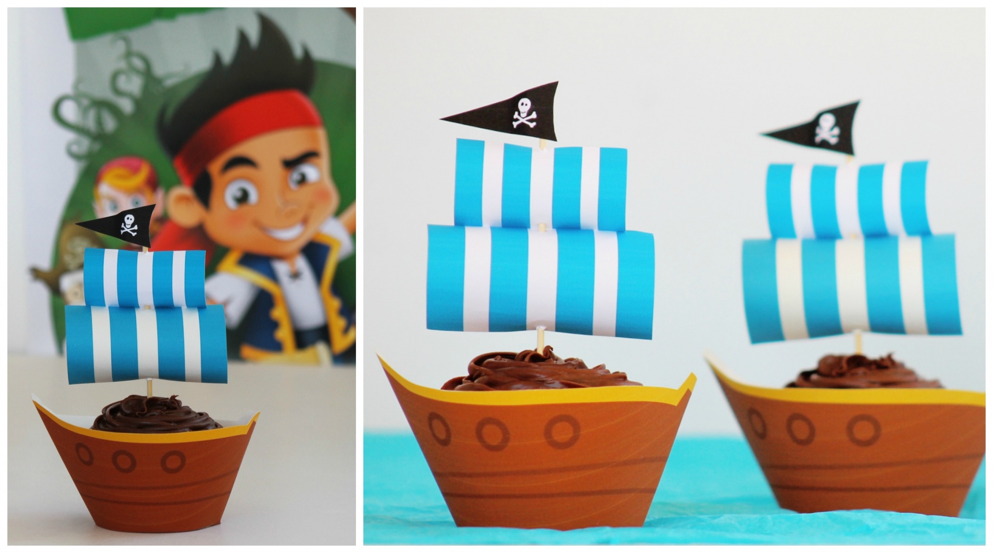 Jake and the Neverland Pirates pirate ship cupcakes for pirate party