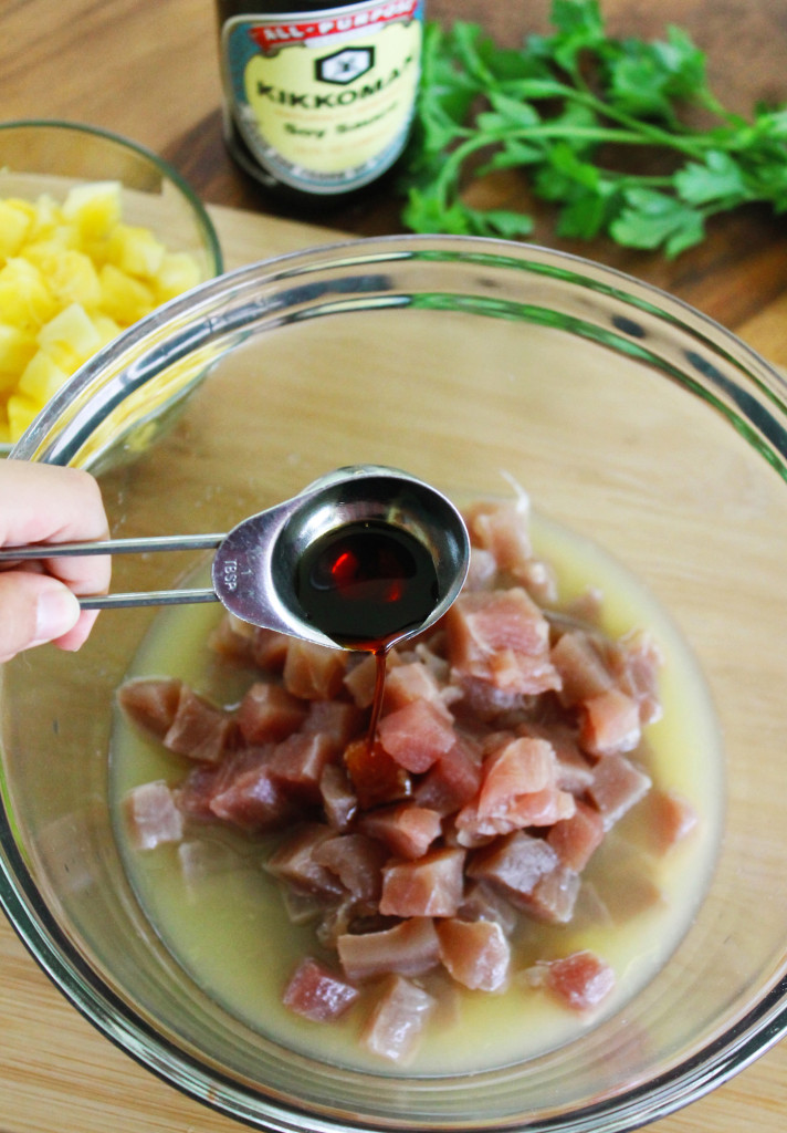 Tuna and pineapple ceviche tacos