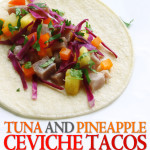 Tuna and pineapple ceviche tacos