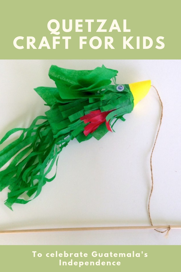 quetzal craft for kids for Guatemala's independence