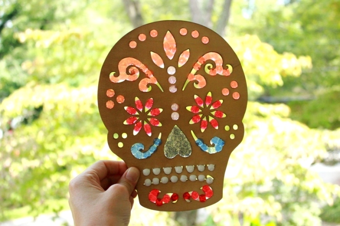 Day of the Dead skull sun catcher craft