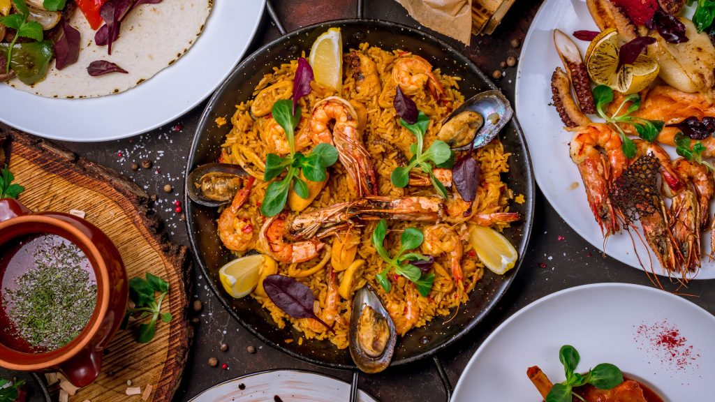 Paella at a restaurant in Spain