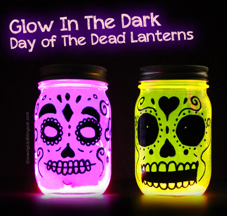 Day of the Dead skull glow in the dark easy to make DIY lanterns. 