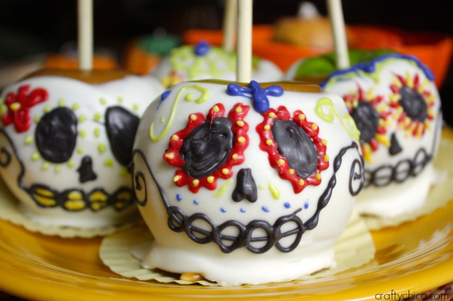 Sugar Skull Candied Apples for Day oft the Dead