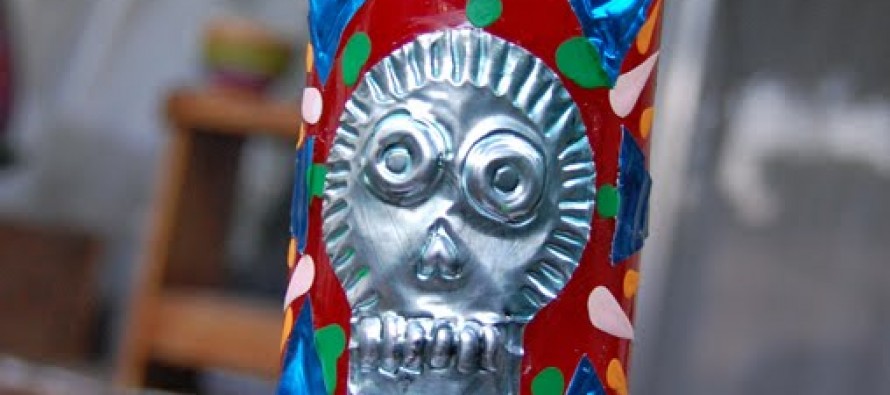 Day of the Dead Skull Embossed Candle by Crafty Chica