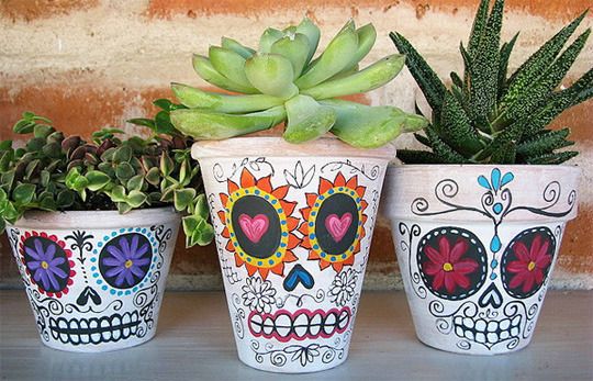 Sugar Skull Planters for Day of the Dead