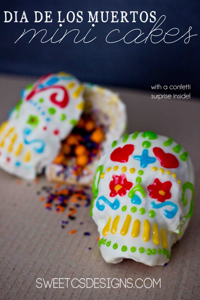 Day of the Dead sugar skull mini cakes with a surprise! 