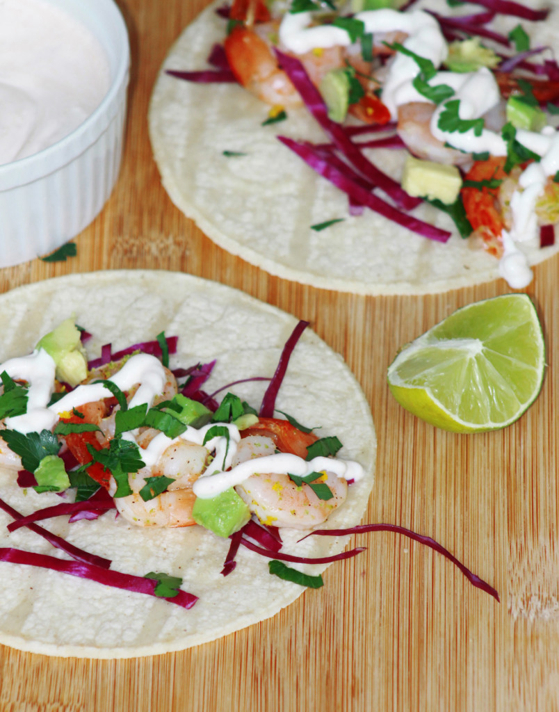 shrimp tacos with chipotle crema