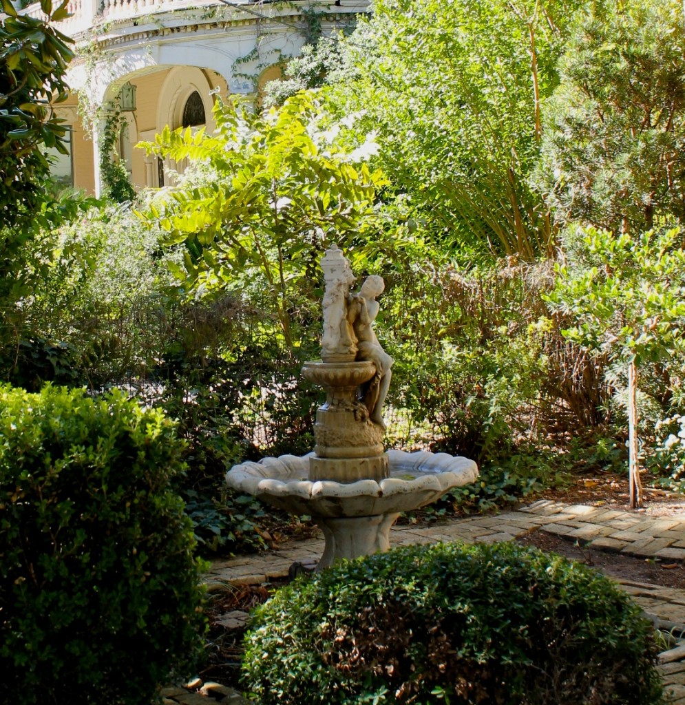 beautiful fountain and gardens in King William Historic District