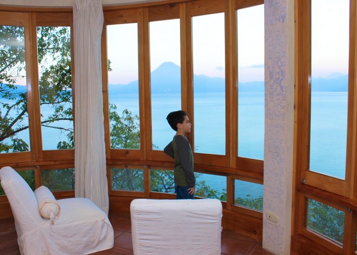 View from master bedroom at Villas B'alam Ya in lake Atitlan Guatemala