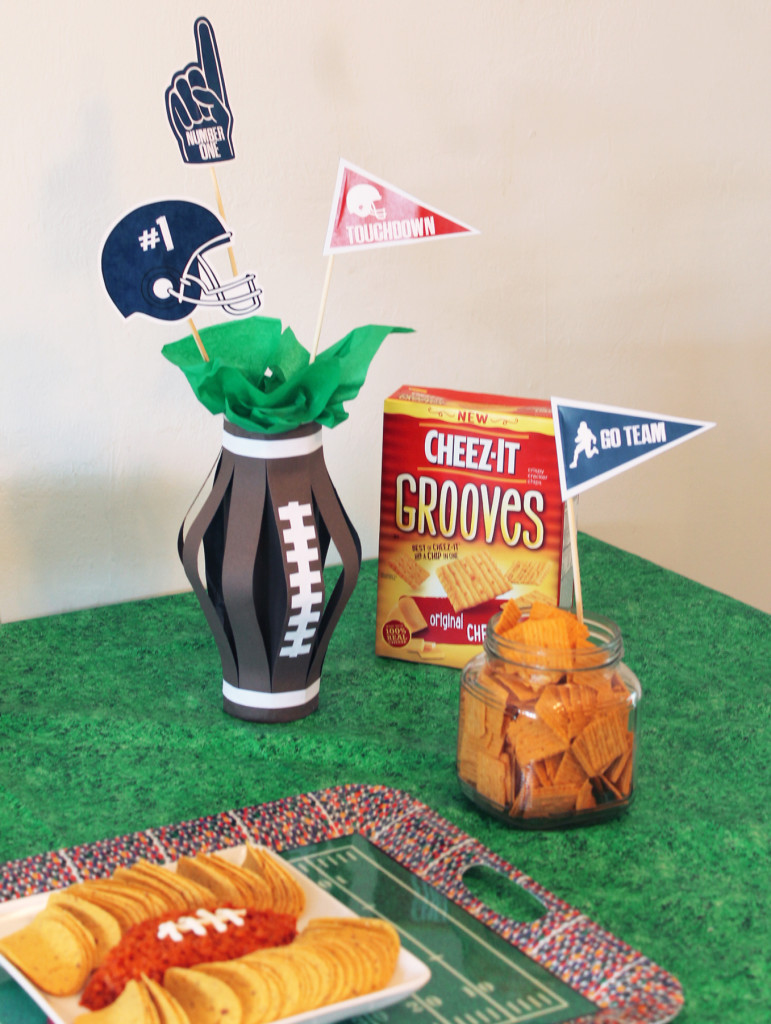 football party decoration and cheese-it grooves
