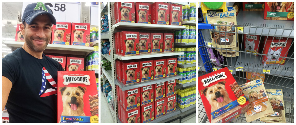 Shopping for dog treats at Walmart