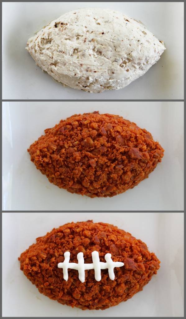 football cheese ball with chorizo for your football party