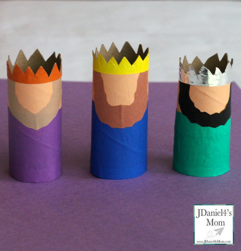 three kings day craft made from paper towel rolls