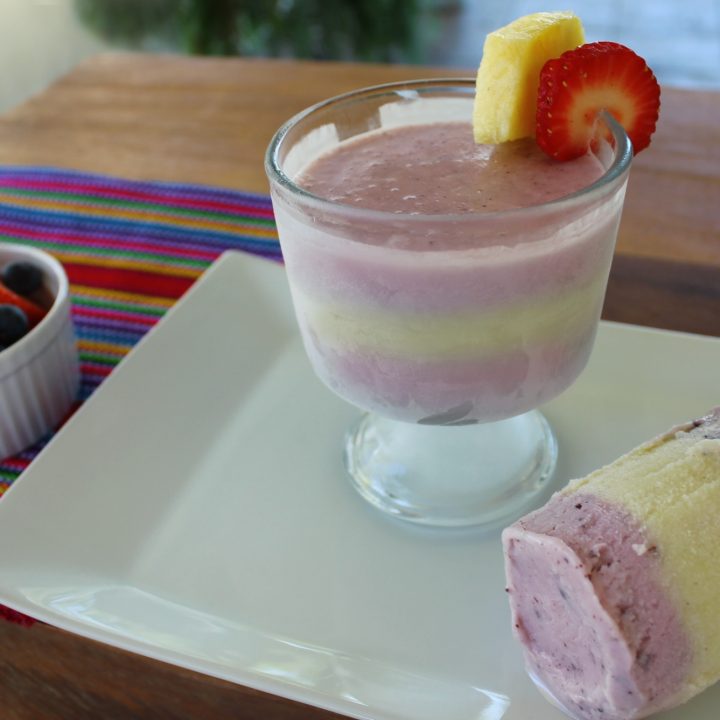 Raspberry and Pineapple Yogurt Ice Cream Cups